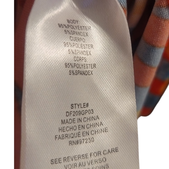 Almost Famous - XL Vibrant Orange and Blue Dress - Picture 7 of 8